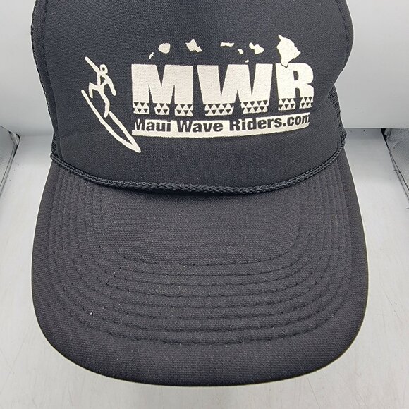 Maui Wave Riders Black Mesh Trucker Hat Cap Casual Breathable Lightweight - Picture 9 of 9